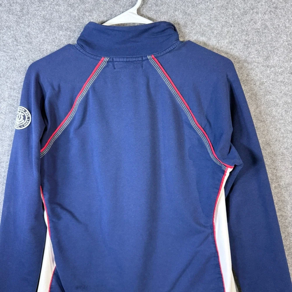 LRL Lauren Active Jacket‎ Full Zip Up Navy Blue White Red Trim Pullover